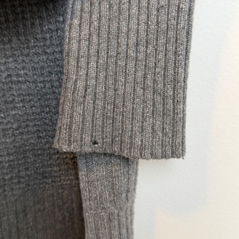 Ann Taylor Loft Womens Sm Gray Cowl Neck Waffle Knit Pullover Sweater Wool blend - Picture 4 of 9